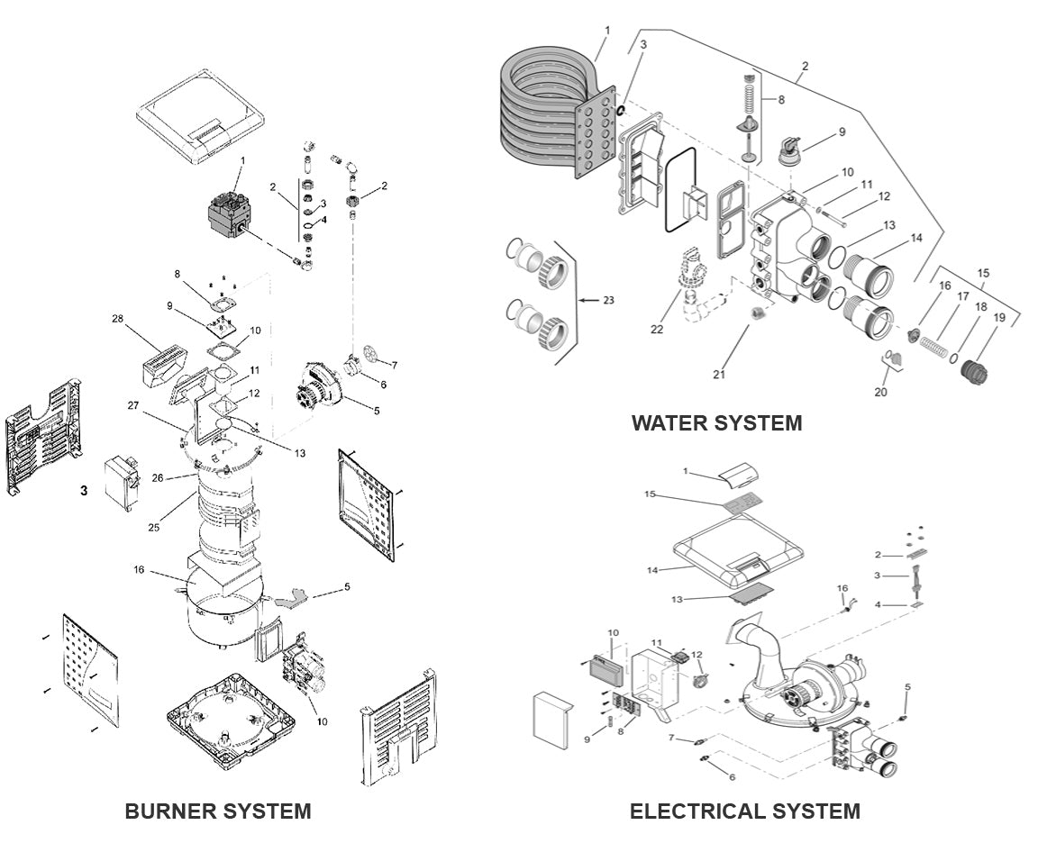 Pentair MasterTemp Liquid Propane High Performance Heater 250K BTU 460733 parts diagram