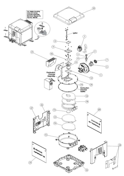 Pentair MasterTemp Natural Gas High Performance Heater with Cord 125K BTU 461059 parts diagram