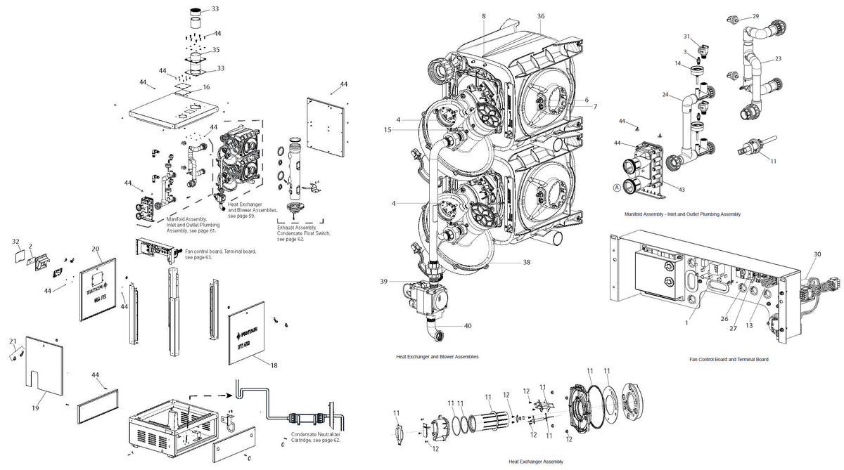 Pentair ETi 400 High Efficiency Natural Gas Heater 400K 461113 parts diagram