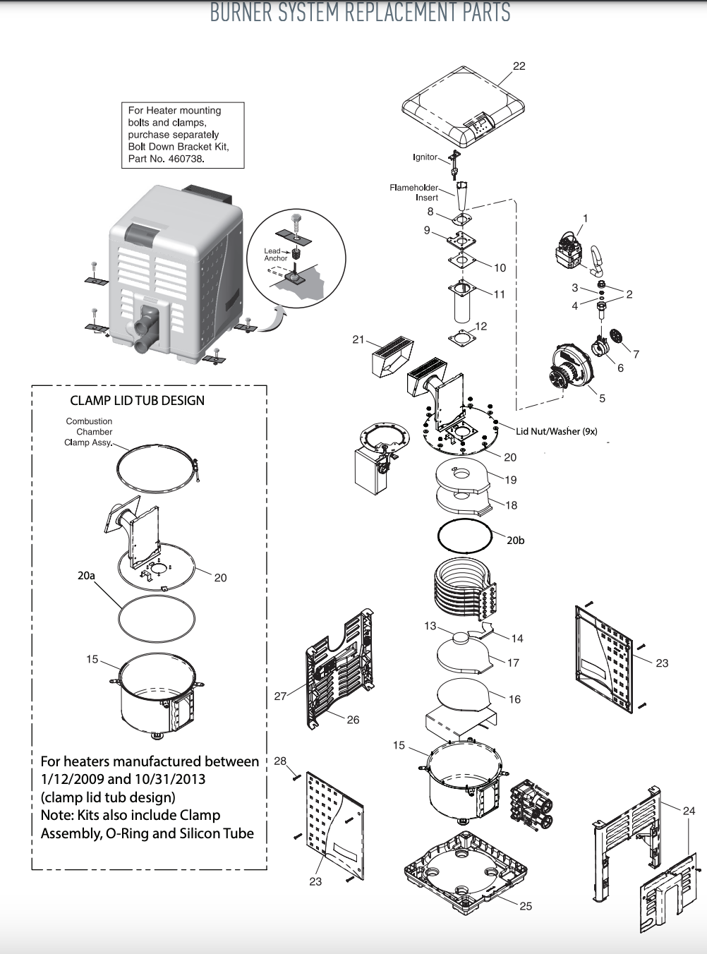 Pentair MasterTemp 125 Heater with Cord 125K BTU Liquid Propane EC-462025 parts diagram