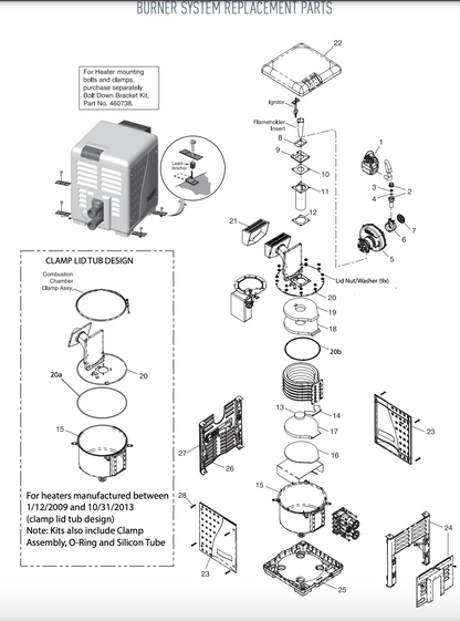 Pentair MasterTemp 125 Heater with Cord 125K BTU Liquid Propane EC-462025 parts diagram
