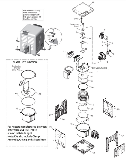 Pentair MasterTemp Natural Gas Heater 400K BTU EC-462028 parts diagram