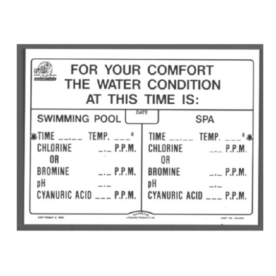 Pentair Water Pool and Spa Inc Water Conditions Sign 12"x9" Virginia - R234500
