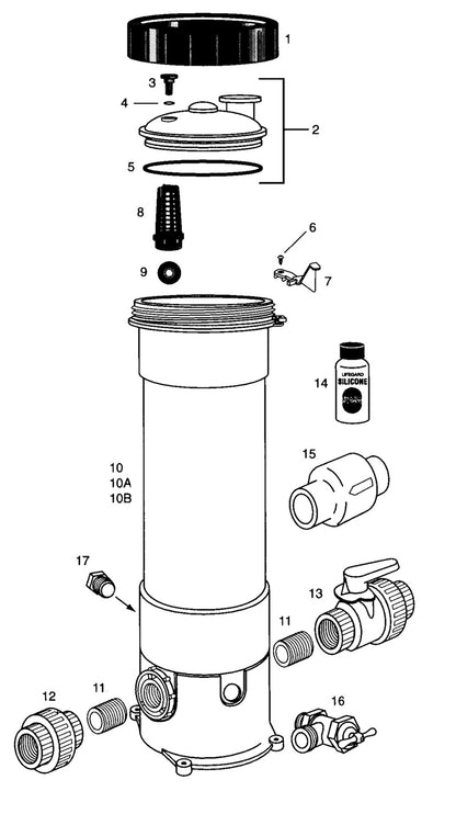 Pentair Automatic Commercial High Capacity Chlorinator R171240 parts diagram