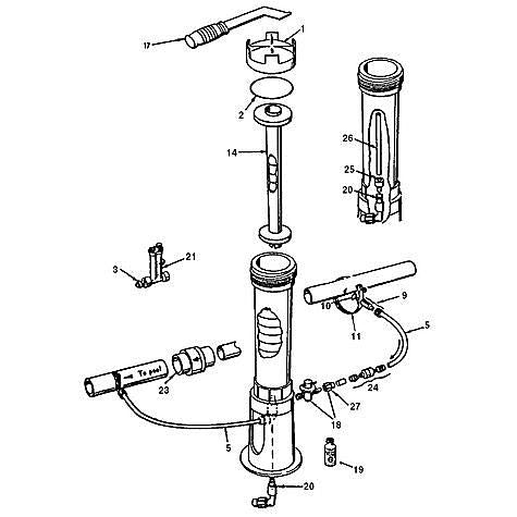 Pentair Clear Amber 300 Off Line Automatic Chlorinator R171016 parts diagram