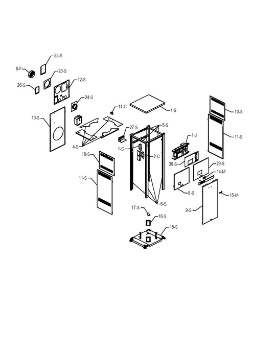 Raypak MVB Modulating Vertical Pool & Spa Natural Gas Heater 1900K BTU w/ CAL CODE 100-10006505 parts diagram
