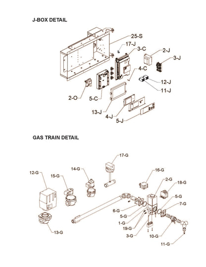 Raypak XTHerm Natural Gas Heater 97% EE 1500K BTU with CAL CODE 100-10006507 parts diagram
