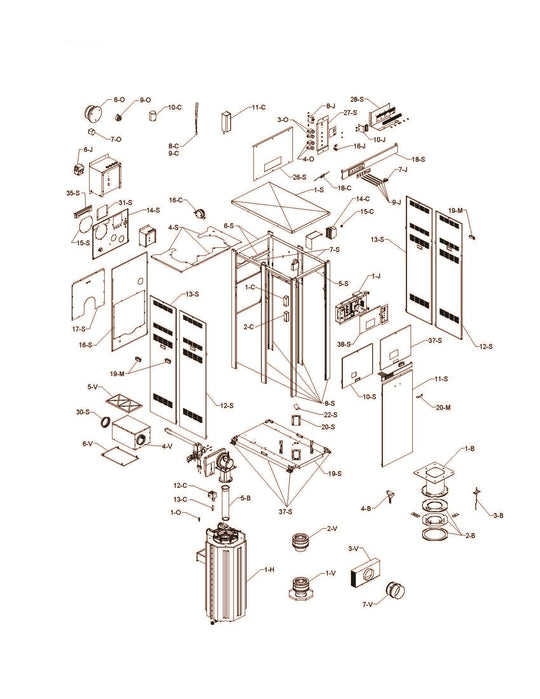 Raypak XTHerm Natural Gas Heater 97% EE 1999K BTU with CSD-1 100-10006508 parts diagram