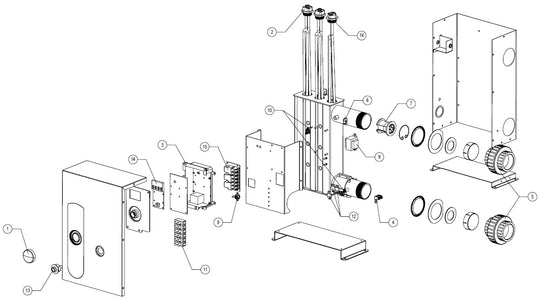 Raypak E3T Electric Pool & Spa Heater 1 Ph 27kW 100-10000666 parts diagram