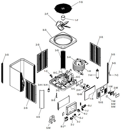 Raypak Crosswind V Standard Pool & Spa Heat Pump 80K BTU 208-230V TWPH-4550EHT08 parts diagram