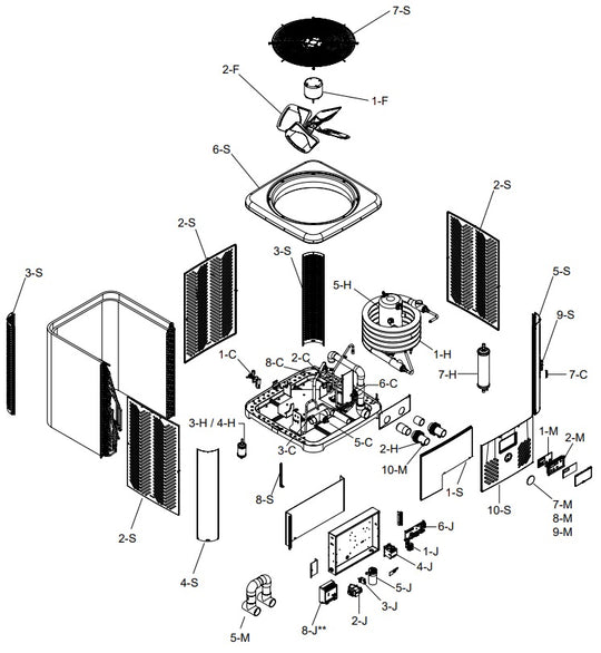 Raypak Crosswind V Standard Pool & Spa Heat Pump 80K BTU 208-230V TWPH-4550EHT08 parts diagram