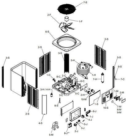 Raypak Crosswind V Standard Pool & Spa Heat Pump 95K BTU 208-230V TWPH-5550EHT08 parts diagram
