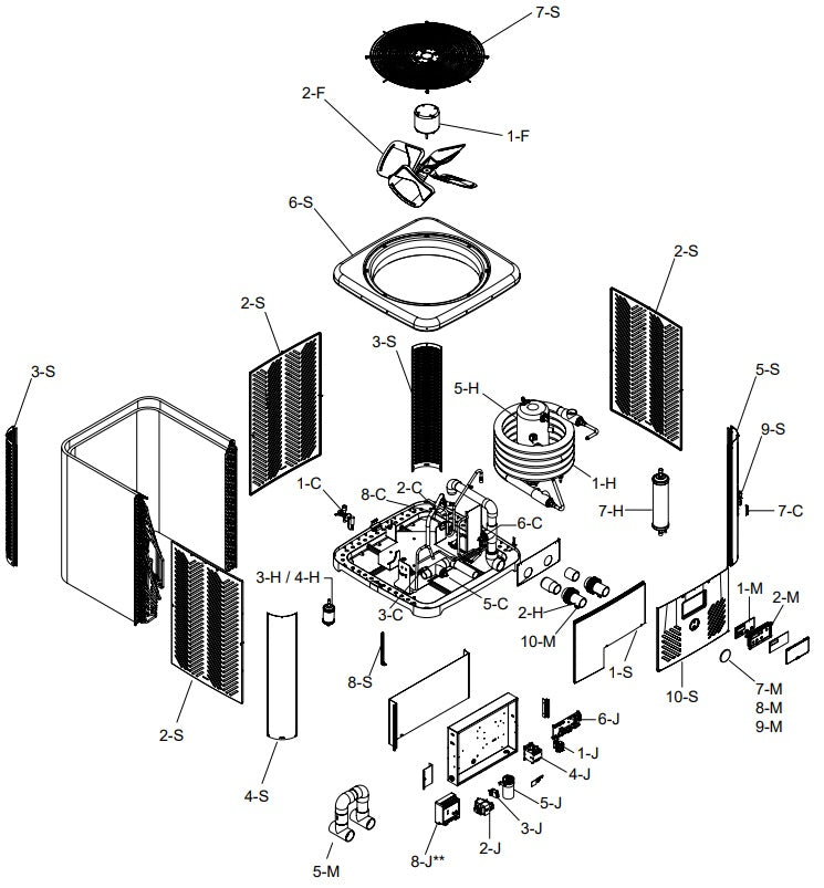 Raypak Crosswind V Deluxe Pool & Spa Heat/Cool Pump 115K BTU 208-230V TWPH-6550EHC08 parts diagram
