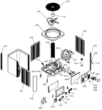 Raypak Crosswind V Deluxe Pool & Spa Heat/Cool Pump 115K BTU 208-230V TWPH-6550EHC08 parts diagram