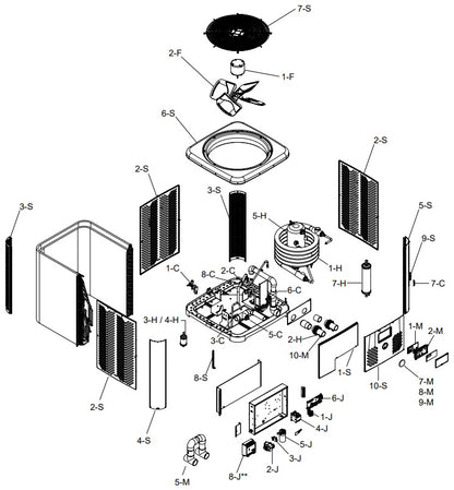 Raypak Crosswind V Standard Pool & Spa Heat Pump 110K BTU 208-230V TWPH-6550EHT08 parts diagram