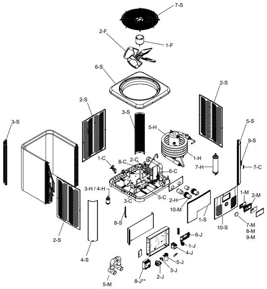 Raypak Crosswind V Standard Pool & Spa Heat Pump 110K BTU 208-230V TWPH-6550EHT08 parts diagram