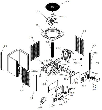Raypak Crosswind V Standard Pool & Spa Heat Pump 130K BTU 208-230V TWPH-8550EHT08 parts diagram