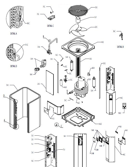 Raypak Pro Heat Pump 140K BTU TWPH-9350EHC17 parts diagram
