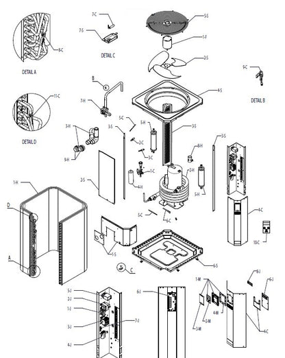 Raypak Pro Heat Pump 140K BTU TWPH-9350EHC17 parts diagram