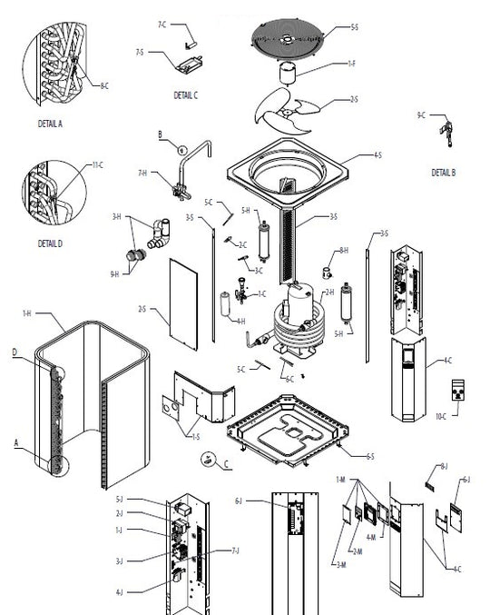Raypak Pro Heat Pump 140K BTU TWPH-9350EHC17 parts diagram