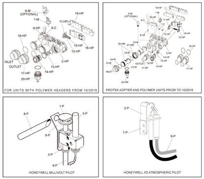 Raypak 406A Digital Electronic Liquid Propane Heater 360K BTU 014953 parts diagram
