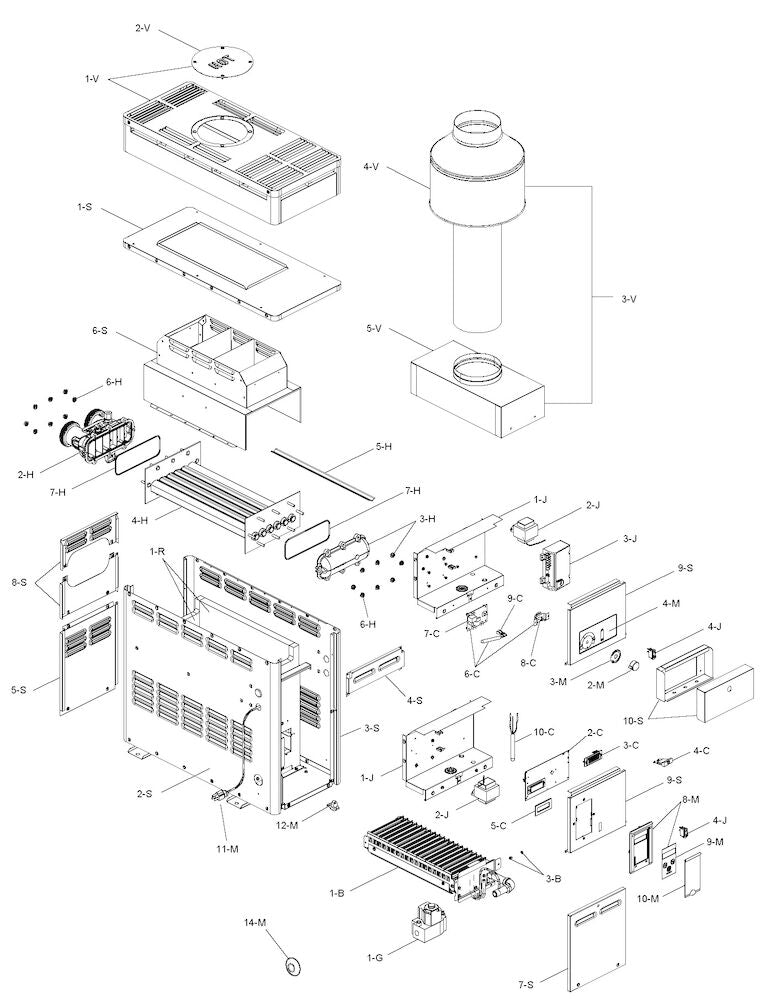 Raypak 106A Analog Electronic Propane Heater with Spark Ignition 106K BTU 014781 parts diagram