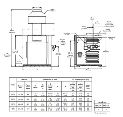 Raypak B-R267A-EN-X #26 Digital Low NOx ASME Natural Gas Heater, 266K BTU, Cupro-Nickel Exchanger, 216 lbs, 2” Bronze Headers, ProTek Shield Module | 017710