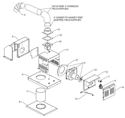 Raypak D-2 Indoor Power Vent for 336A-408A Heater 009833 parts diagram
