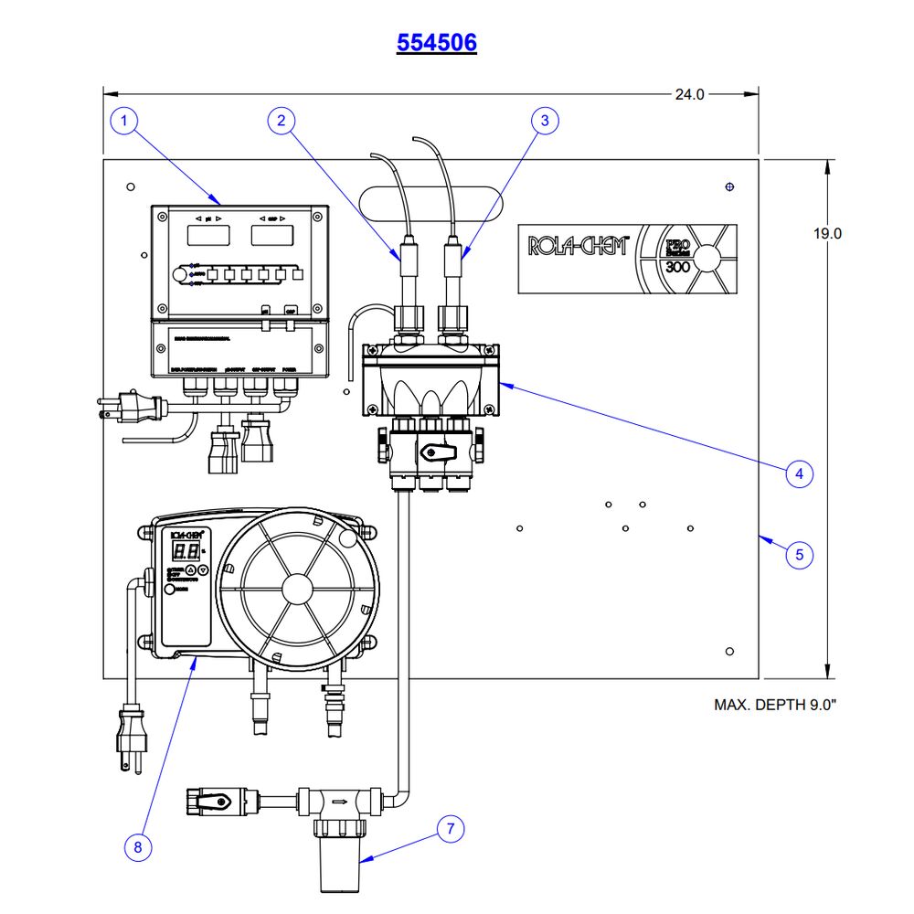 Rola-Chem Digital Controller with 12 GPD Peristaltic Pump 554506 parts diagram