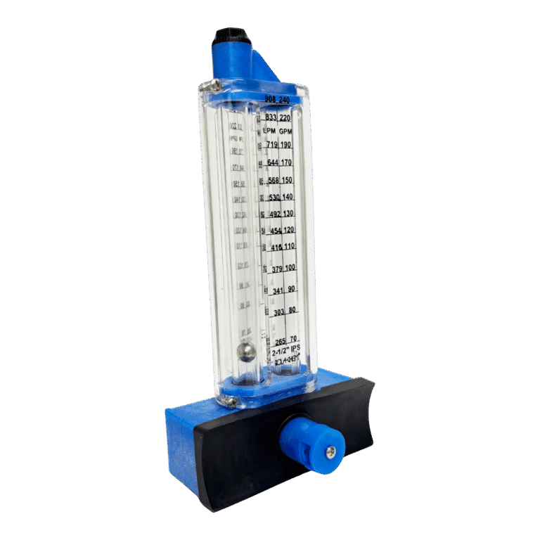 Rolachem 2" PVC Flowmeter, Side Mount, for Horizontal Pipe, 40 - 140 GPM | 570351S