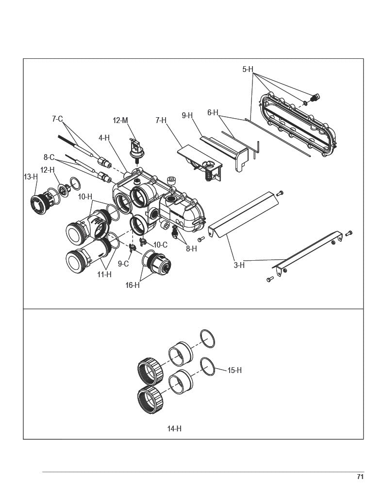 Raypak AVIA P-D404A-EN-C Natural Gas Low NOx Pool and Spa Heater 399K BTU 018093 parts diagram