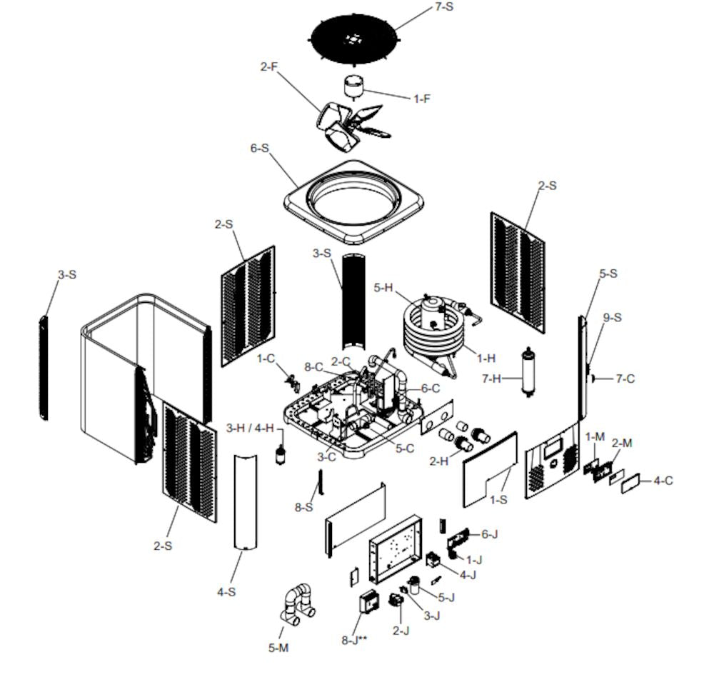 Ruud Crosswind V Heat Pump 118K 208-230V TWPH-6550EHT11 parts diagram