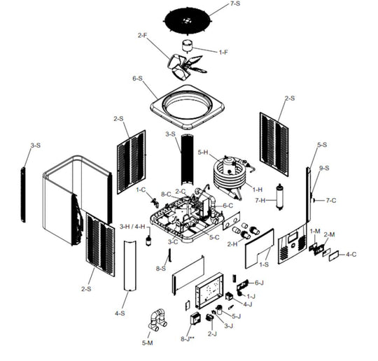 Ruud Crosswind V Heat Pump 118K 208-230V TWPH-6550EHT11 parts diagram