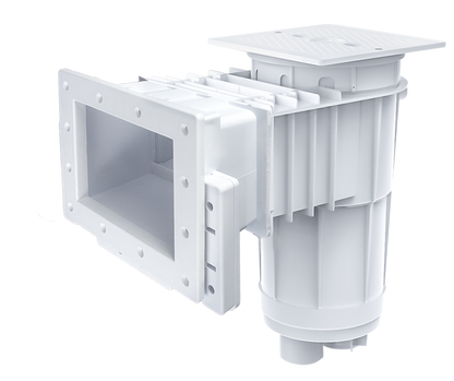 CMP Vinyl Liner Skimmer Deluxe with Skim-Vac, Regular Mouth, Square Cover, Dual Port, White - 25160010200