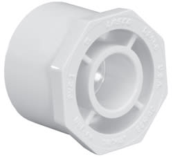 Reducing Bushing, 4 x 3" Spigot x Slip White PVC Schedule 40
