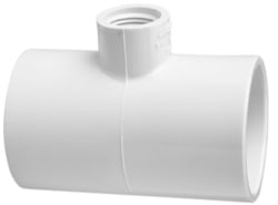Reducing Tee, 2 x 2 x 1" Slip x Slip x FPT White PVC Schedule 40