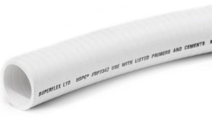 Superflex SCH40 Flexible PVC Pipe 1"x50' White - S-100-50WH