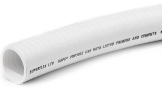 Superflex SCH40 Flexible PVC Pipe .75"x50' White - S-034-WH-50