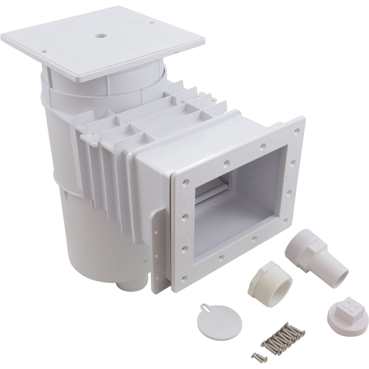 Hayward Vinyl/Fiberglass Auto-Skim Series Skimmer w/Square Cover, 2" Threaded, White - SP1084