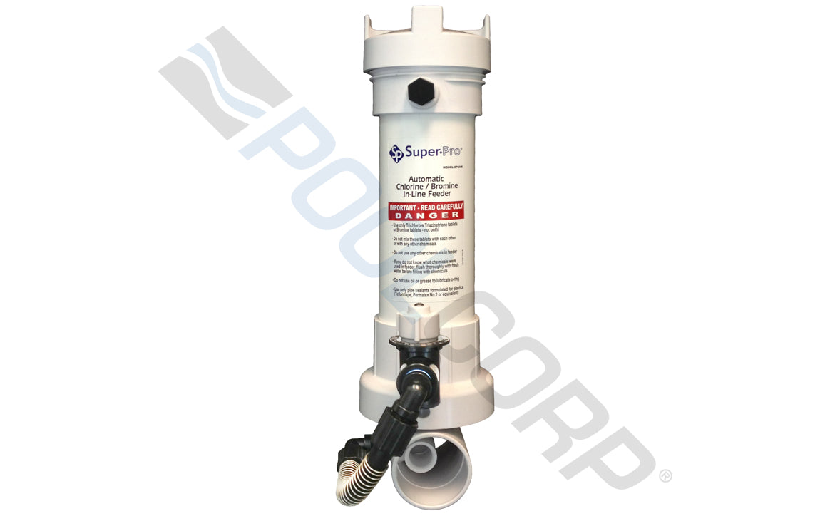 This Inline Chemical Tablet Feeder works to keep your pool and spa clean. It treats 70,000 gallons and the chamber can hold 11-3" tablets or 98-1" tablets. It is a completely enclosed system, so there are no fumes.
