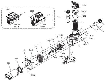 Speck Pumps BADU Pro-V UVS Pump 2.7THP IG385-V270T-TUS parts diagram