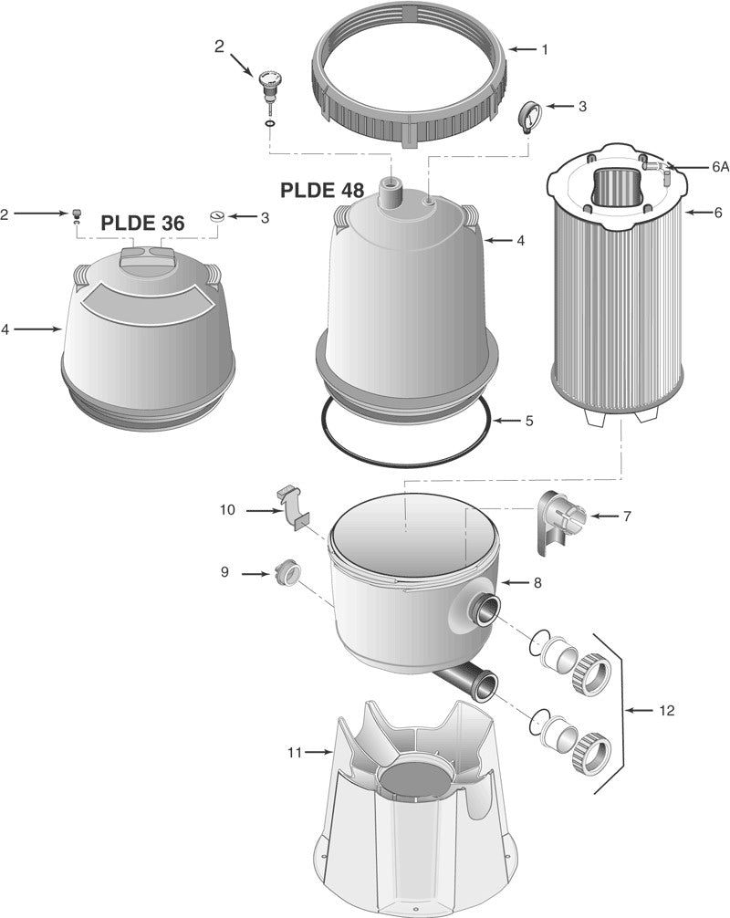Sta-Rite 48 SqFt PLD Series System: 2 Modular D.E. Filter PLDE48 parts diagram