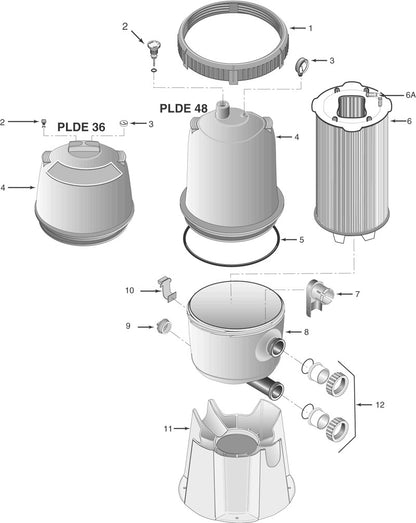 Sta-Rite 48 SqFt PLD Series System: 2 Modular D.E. Filter PLDE48 parts diagram