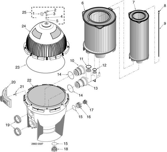 Sta-Rite 450 SqFt System:3 Mod Media Modular Media Filter S8M150 parts diagram