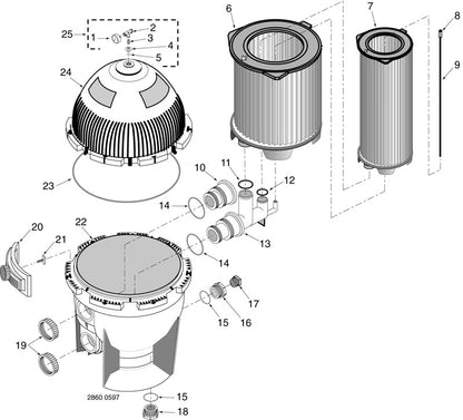 Sta-Rite 28.5"W x 42"H Mod Media Top Mount Filter Black S7M400 parts diagram