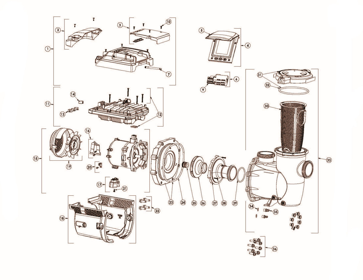 Pentair IntelliPro3 VSF Pool Pump with Relay 1.5 THP 013066 parts diagram