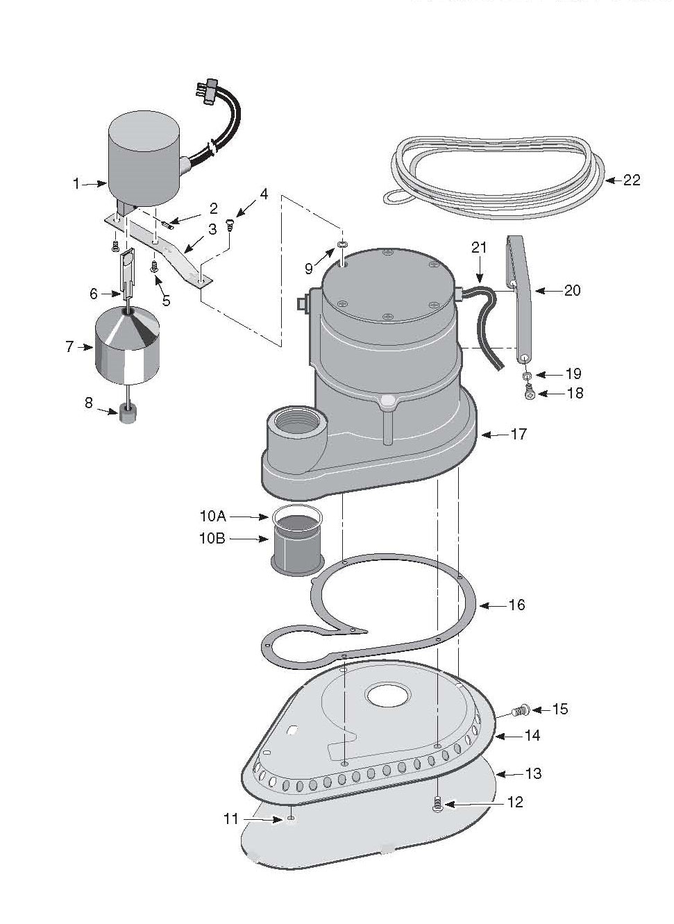 Pentair Submersible Pump 3/4 HP PCD-1000 parts diagram