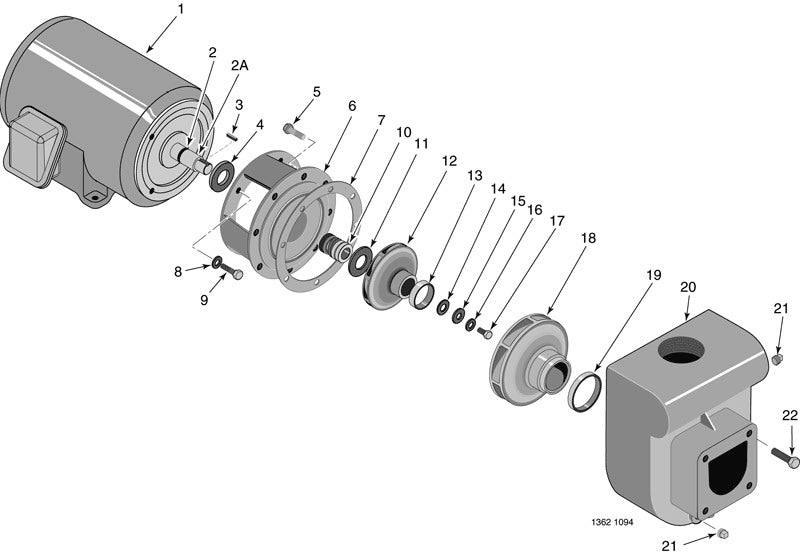 Pentair Sta-Rite D Series Commercial Pump 3 HP DMH3-171 parts diagram