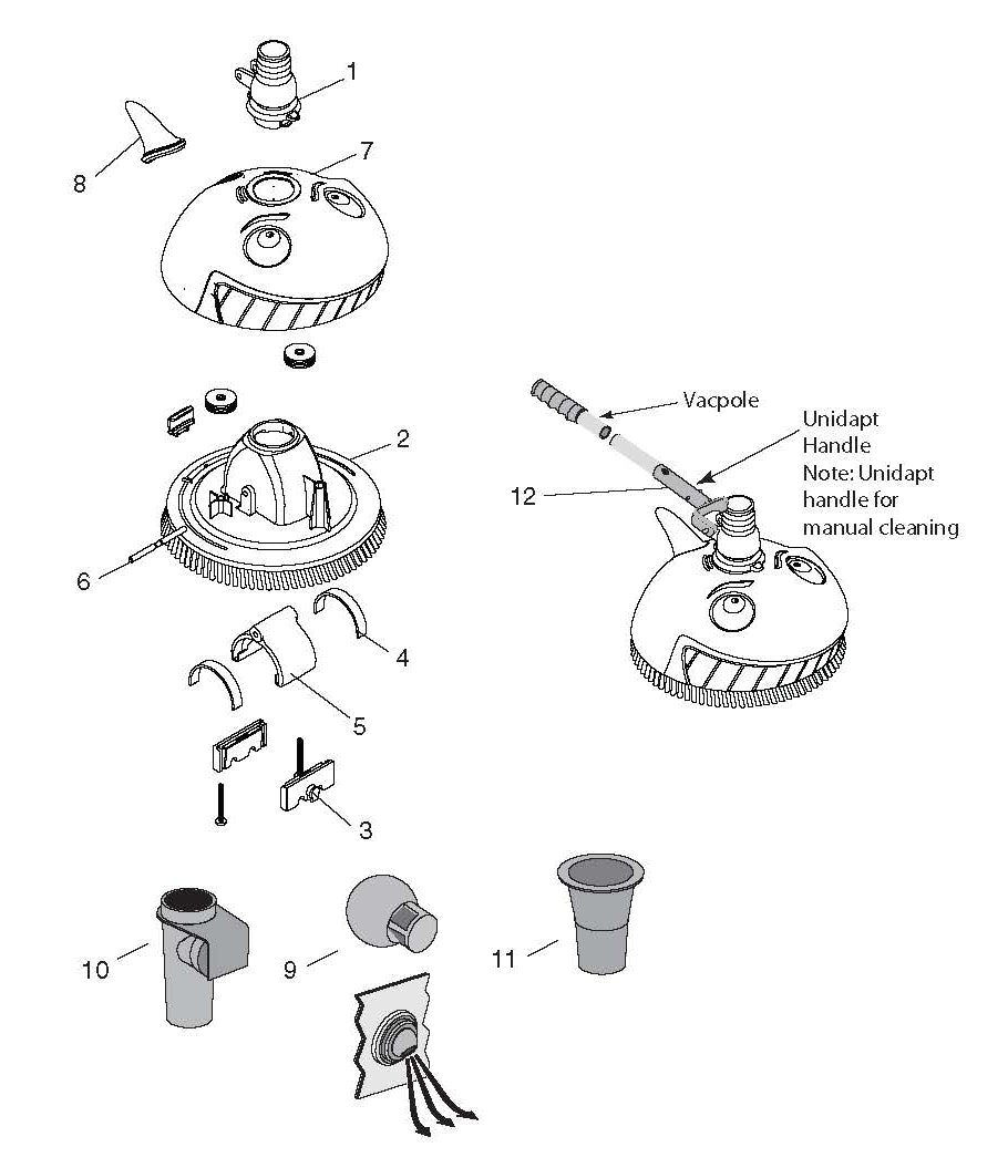 Pentair Kreepy Krauly 'Lil Shark Automatic Above Ground Pool Cleaner 360100 parts diagram