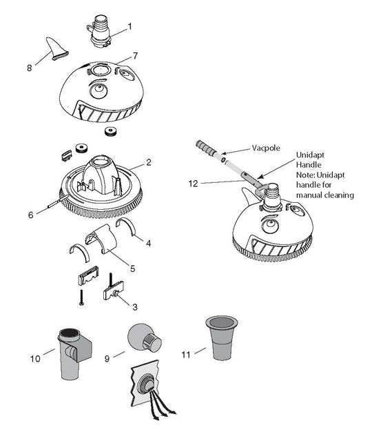 Pentair Kreepy Krauly 'Lil Shark Automatic Above Ground Pool Cleaner 360100 parts diagram